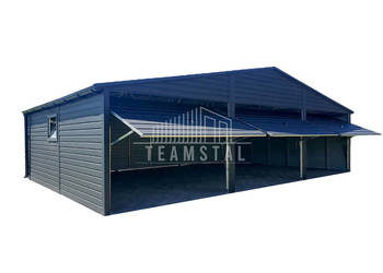 GARAŻ BLASZANY 9m x 6m  dwuspad - 3x Brama TS491