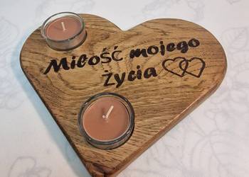 Świecznik drewniany serce z dębu „Miłość mojego życia”, Dija No. 41