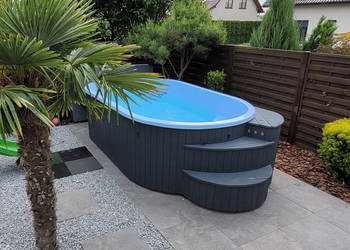 BASEN WOLNOSTOJĄCY 370m z JACUZZI, Hydromasaż, Podgrzewany 9kW