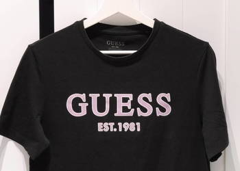 Guess śliczna bluzka liliowe logo 36 S