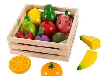Drewniane owoce do krojenia na magnes + skrzynka Ecotoys