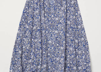 Bluzka H&M L.O.G.G. 42 boho cottagecore floral kwiaty dekolt XL wiskoza plu