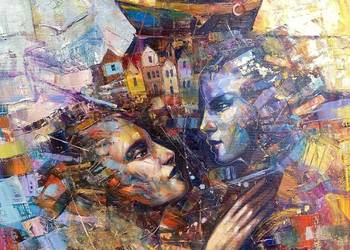 Pitsko Giennadij Romantyczne kochankowie 60x70 obraz olejny 2025 rok