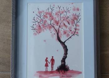 Akwarela Akwarelka Obraz pt: Miłość - w oprawie