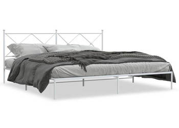Łóżko Metalowe Białe Rama Łóżka Ze Stelażem Biała 200x200 cm WM-376558