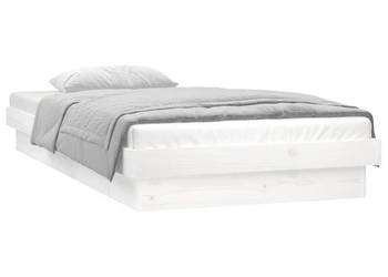 Rama łóżka z LED biała pojedyncza lite drewno 75x190 cm WM-819998
