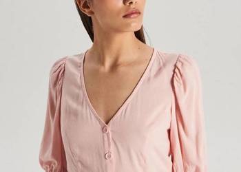 Nowa bluzka Cropp M 38 wiskoza crop top koszula jasny róż pu