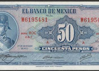 MEKSYK 50 PESOS 1972 - STAN BANKOWY UNC -