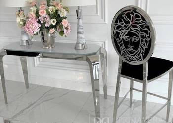 Hoker glamour srebrny czarny tapicerowany do jadalni