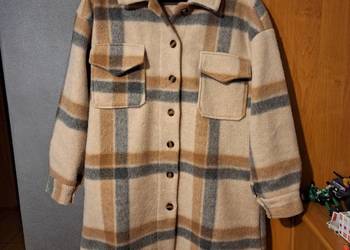 Ciepły zimowy płaszcz z wełną oversize