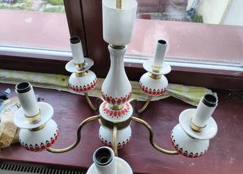 Lampa żyrandol procelana PRL