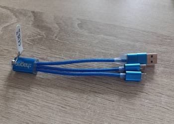 Kabel do ładowania 3w1, niebieski z kółkiem na klucze