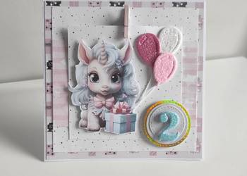 Kartka okolicznościowa ręcznie robiona na urodziny jednoroże