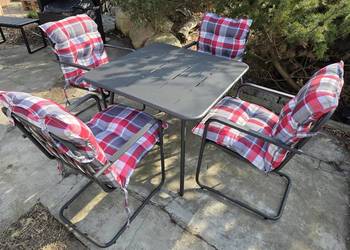 Zestaw mebli ogrodowych Greg 4 fotele stół metal solidne