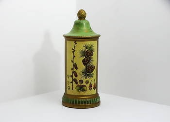 Zabytkowy pojemnik aptekarski z ilustracją botaniczną – dekoracja vintage/r