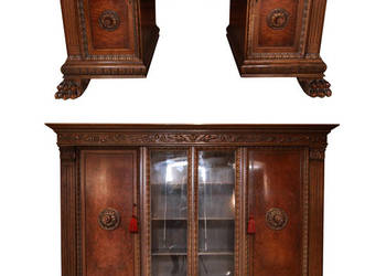 Komplet gabinetowy z 1925 r. orzechowy biurko i biblioteka