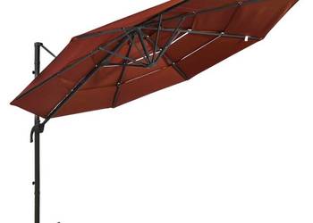 4-poziomowy parasol na aluminiowym słupku, terakotowy, 3x3 m（313833）