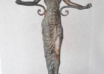 Stara ładna figura kobiety bogini mosiądz 64cm