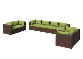 8-cz. zestaw wypoczynkowy do ogrodu poduszki rattan PE brąz WM-3102284