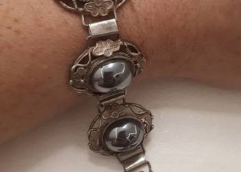 Bransoleta srebrna z hematytem