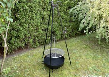 GRILL TRÓJNÓG OGRODOWY OGNISKOWY 180  STOJAK Z RUSZTEM NIERDZEWNYM 6OO mm