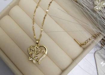 Złoty naszyjnik Mama ze stali chirurgicznej, pozłacany 18K