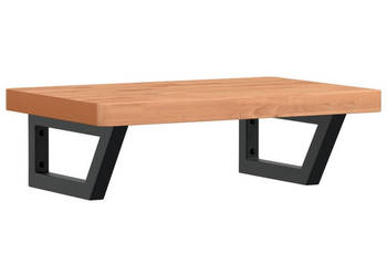 Półka ścienna pod umywalkę stal i lite drewno bukowe WM-3302379