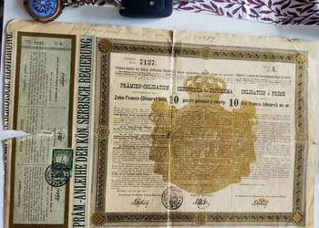 Pram.-Anleihe Der Kon. Serbisch.Riegierung. 10 Dinars 1888r.