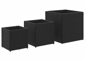 Donice ogrodowe 3 szt. czarne polirattan WM-366395