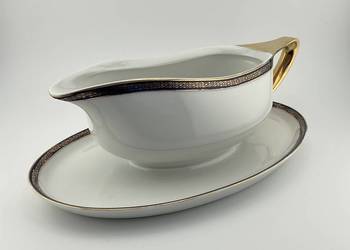 Przedwojenna sosjerka Cmielow miedzywojenna porcelana Art Deco kobalt 549