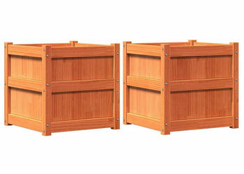 Donice ogrodowe 2 szt. woskowy brąz lite drewno sosnowe WM-837419