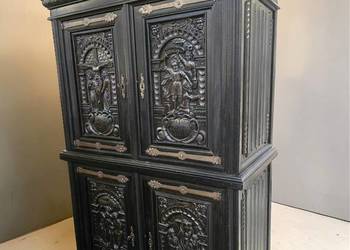 Antyczny kredens pałacowy dębina, płaskorzeźby biblijne XIXw unikat