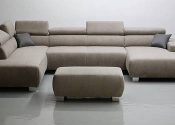 TNK WIelkie U regulowane zagłówki rogówka salon Narożnik sztruks PIASKOWY