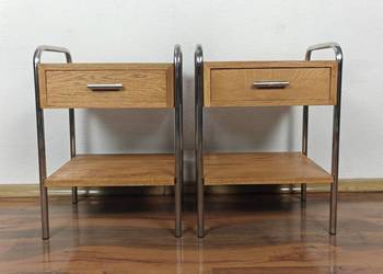 Szafka nocna Szafki nocne lity dąb chrom teak Bauhaus Art Deco