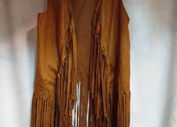 (38/M) Brązowa kamizelka kowbojska z frędzlami, Nowa