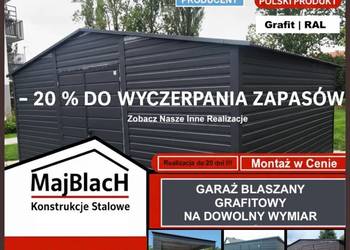 A06-Ładny Garaż Blaszany Grafit | Wiata | Montaż | Niskie Ceny – Maj-Blach