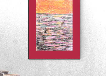 minimalistyczny obrazek 30x40, morze rysunek do loftu, boho
