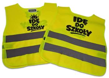 Dziecięca kamizelka odblaskowa IDĘ DO SZKOŁY - bezpieczna droga