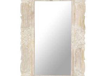 vidaXL Lustro z białą ramą z litego drewna mango, 80 x 50 cm（SKU:321633）