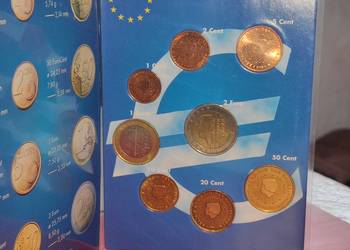 Holandia, klaser z monetami od 2 euro do 1 centa - 8szt.