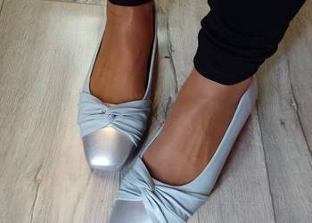 (42) Ekskluzywne, Niebieskie baleriny wieczorowe, NOWE