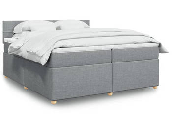 Łóżko kontynentalne z materacem jasnoszare tkanina 200x200 cm WM-3289087