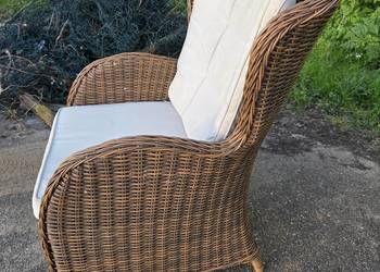 Duże wygodne Fotele ogrodowe na taras Rattan wiklina 4 szt. z poduszkami