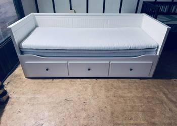 IKEA HEMNES Łóżko Leżanka z 3 szufladami, 2 materace ,białe Transport