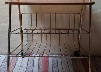 Gazetownik vintage z drewna i metalu