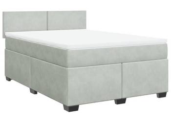 vidaXL Łóżko kontynentalne z materacem, jasnoszare, 160x200cm(SKU:3286348)