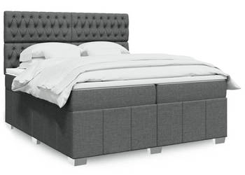 Łóżko kontynentalne z materacem ciemnoszara tkanina 200x200 cm WM-3294083