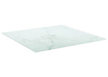 Blat stołu biały 70x70 cm 6 mm szkło ze wzorem marmuru WM-322256