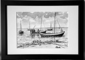 Obraz narysowany Powrót rybaków 21x30/15x21 od autora