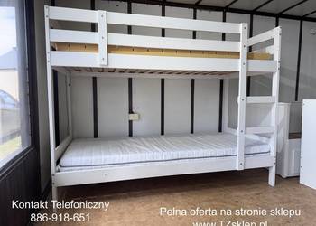 Łóżko piętrowe Lite drzewo białe IKEA MYDAL 90×200 Drabinka L/P Strona Tran